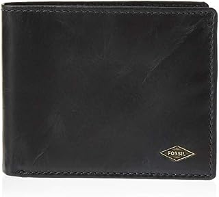Fossil Men's Ryan Leather RFID Blocking Bifold Flip ID Wallet, Navy, One Size