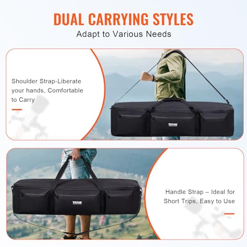 VEVOR Telescope Case, 40.7", Telescope Large Storage Bag with Fixed Buckles, Multi-Pocket & Detachable Divider, Shock-Absorbent Telescope Carrying Case for Optical Tube & Tripod, Counterweight Pocket
