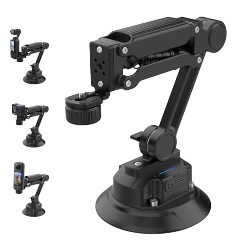 Image of yantralay Electric Suction Cup Camera Mount with Z-Spring Shock Absorber Arm | Compatible with Insta 360 /X5 /X4, D JI Os mo Action 6 /5 /4, Go pro Hero 13 /12 | Action Camera Accessories