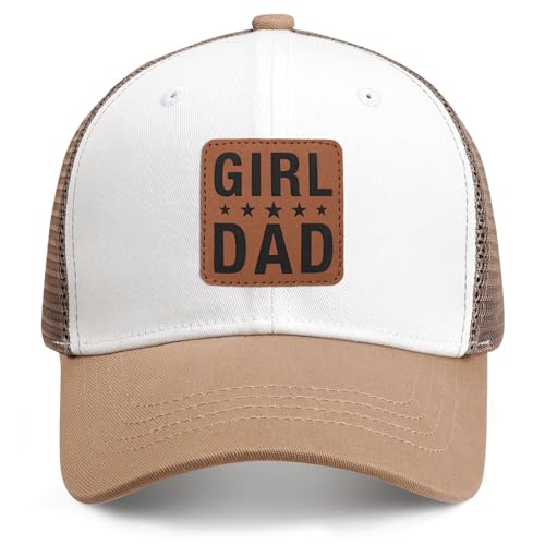 Image of Girl Father Daddy Dad Leather Patch Hat Birthday for Dad Papa from Daughter Son Adjustable Trucker Hat