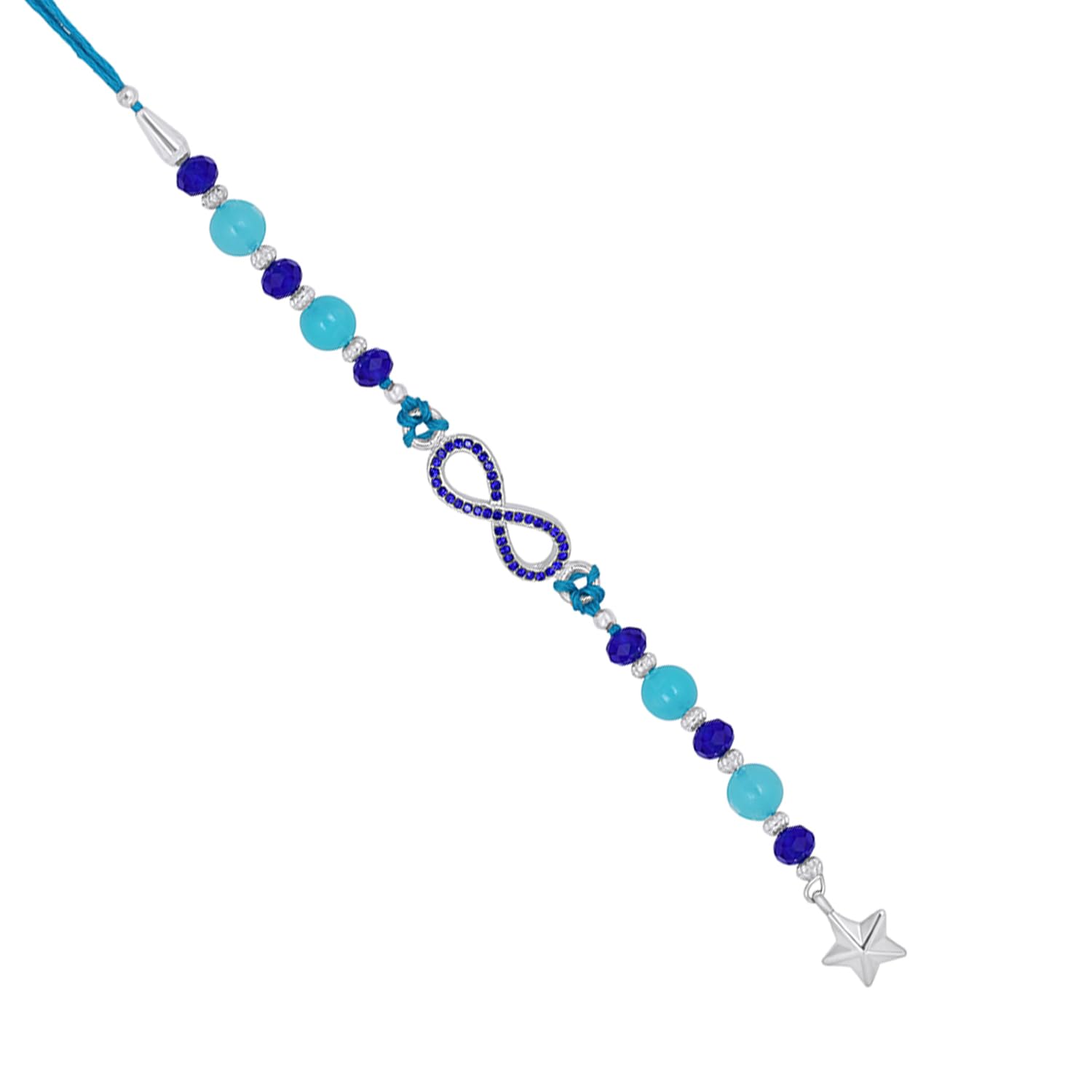 Mahi Rhodium Plated Infinity Shape Lumba Rakhi with Blue Crystals for Bhabhi (RAL1100781RBlu) (B0D7935YM4) Amazon Price History, Amazon Price Tracker