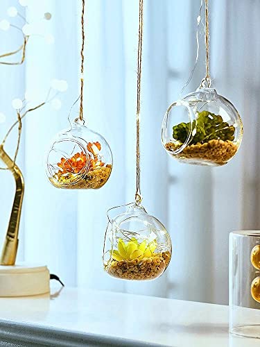 12 Pcs Hanging Tealight Candle Holder Glass Led Tealight Holder Hanging Glass Globe Plant Container,2.36" Tea Light Candle Holders For Wedding Christmas Garden Hanging Décor #TOP6