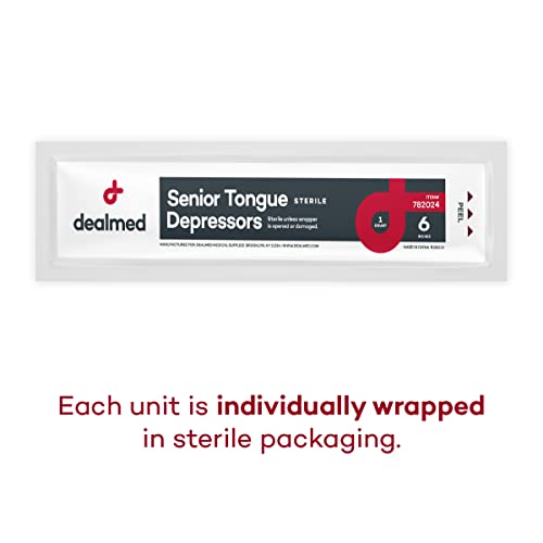 Image of Dealmed Senior 6 inch Tongue Depressors - Sterile Wood, 100 Ct (10 Pack)