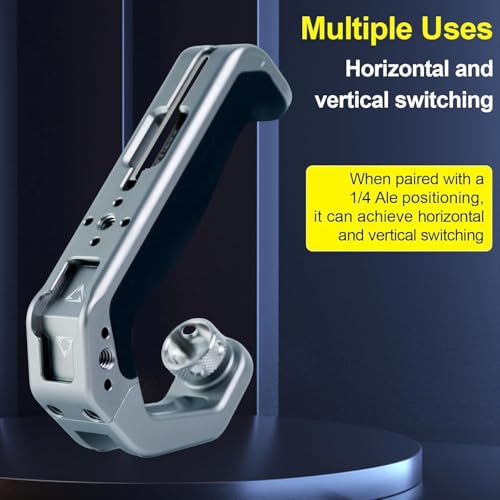 Image of Camera Hand Grip Universal Handle with 3 Cold Shoes, Ergonomic Silicone for NATO Rail & 1 /4 inch Camera Cage (Titanium Camera Top Handle)
