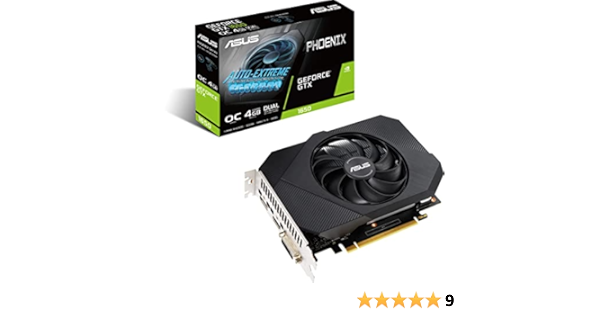 ASUS Phoenix GeForce GTX 1650 OC Edition GDDR6 V2 Gaming Graphics Card PCIe  3.0 4GB GDDR6 Memory 1x HDMI 2.0b 1x DisplayPort 1.4a 1x DVI-D