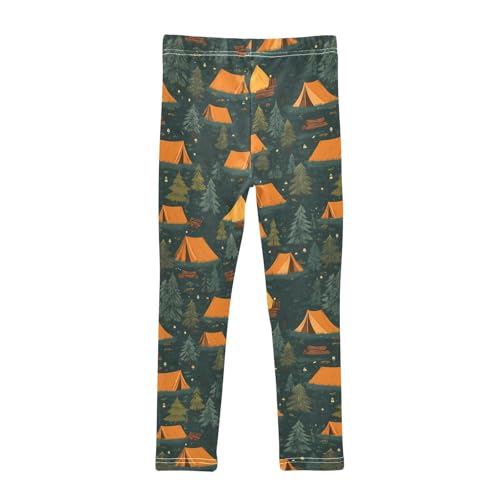 Tent Tree Camping Pattern Girls Leggings Soft Stretch Workout Yoga Dance Pants for Kids Casual Tights2