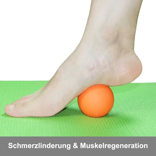 Massageball Faszienball Hart in Lacrosse Ball Größe für Rücken Beine Füße Hände. Triggerpunktball für Tiefengewebsmassage Myofasziale Muskel Entspannung Plantarfasziitis Yoga Pilates 2 Stück (Orange)