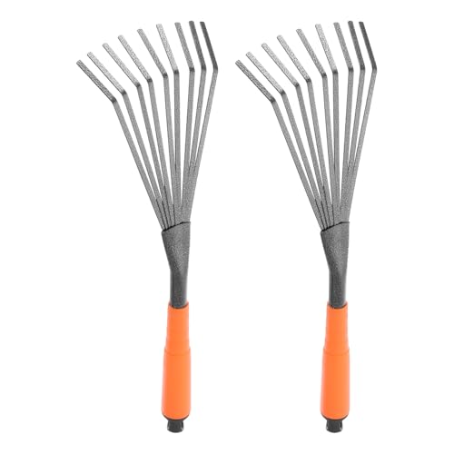 QUARKZMAN 2 Pezzi Rastrello Giardino Foglie 39.7 Cm Piccolo Rastrello Terreno Erba Con Manico Ergonomico Per Spazzare Foglie Coltivazione Giardino Aiuole Cortile