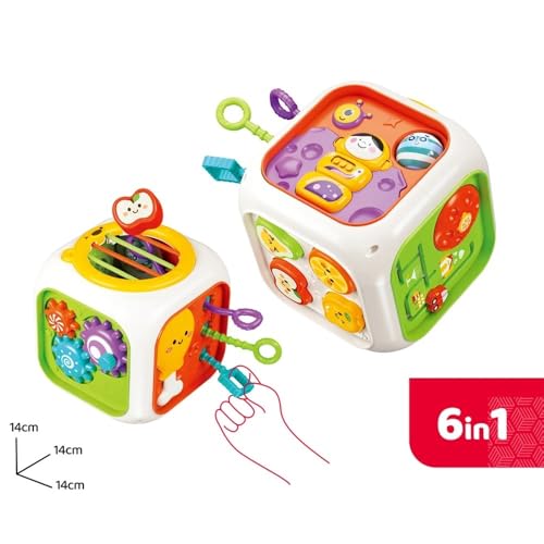 Image of PLUSPOINT 6in1 Baby Busy Activity Cube for Kids Montessori Educational Learning Cube Toys for Infants & Toddlers, Shape Sorter Toy for Toddlers 1 2 3 Year Old Boys Girls
