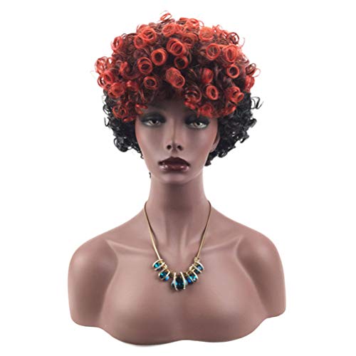 Lurrose Peruca feminina de cabelo curto gradiente fashion com aparência natural requintada rede elás