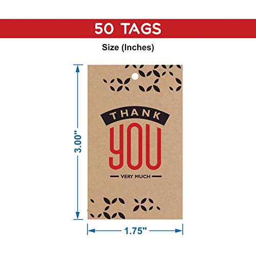 Image of Clickedin - Thank You Brown Tags for Packaging with String 50 Pieces