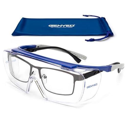 GENYED® Schutzbrille für Brillenträger, CE EN166 zertifiziert, Sicherheits-Überbrille, kratzfest, beschlagfrei, UV400-Gläser, verstellbare Bügel, Wrap-around, Sicherheitsbrille