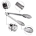 HINMAY Mini Stainless Steel Food Tongs with Silding Rings 7-Inch - Set of 6 - Small Clam Shell Service Tongs for Serving Appetizers, Desserts, Salads, Barbecue and Cooking (Silver)