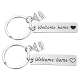 Ciieeo Edelstahl Schlüsselanhänger 2 Stück Packung Mit Willkommen Zu Hause Motiv Einzugsgeschenk Für Mieter Handliche Größe Für Schlüsselbund Und Geldbörse
