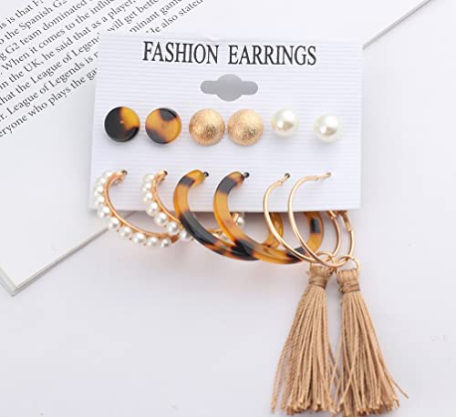 Image of ANNACREATIONS Stylish combo of pearl stud hoop earrings set for Women Girls