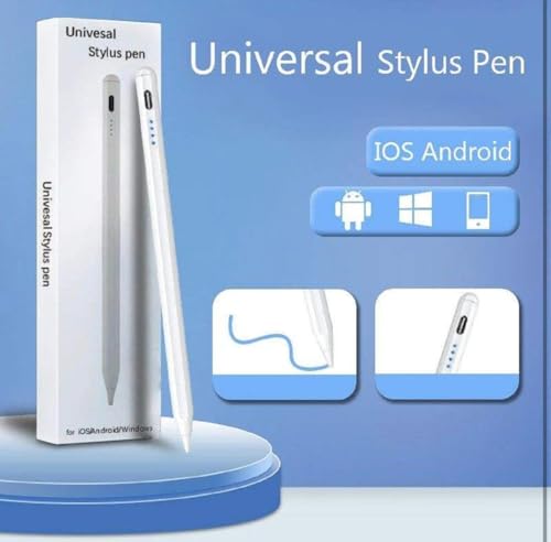 Image of Stylus Pen for Pad & Android Tablets, Fast Charging, High Precision Tip, Magnetic Design, USB-C Cable Included - Smooth Writing & Drawing Pencil (White) (Palm Rejection Not Supported)
