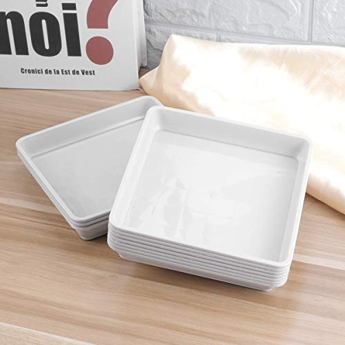 Yardwe 10 Pcs Square Plastic Plant Saucer Tray Plant Pot Saucer Flower Pot Tray For Garden Potted Water Drips And Soil 5.9 X 5.9 X 1.1 Inch (White) #TOP3