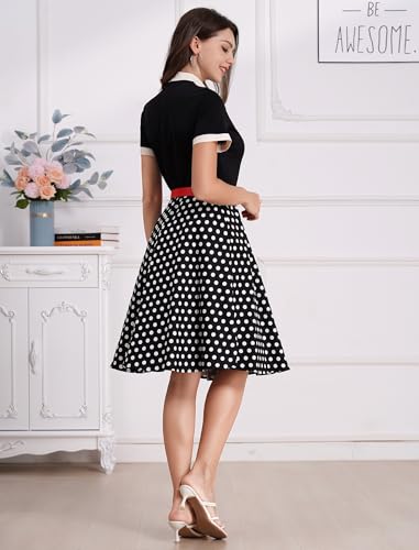 Women 1950s Vintage Floral Cocktail Swing Dress 50s Short Sleeve Audrey Hepburn Rockabilly Prom Dress A Line Tea Party Dress4