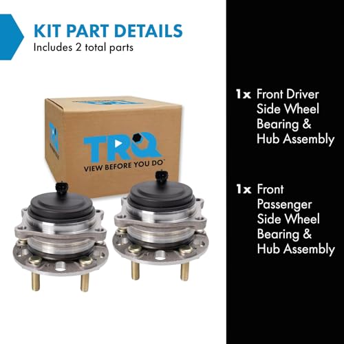 Image of TRQ Front Left and Right Wheel Bearing and Hub Assembly Set 2 Piece Compatible with 2015-2016 Hyundai Genesis RWD 2017 Genesis G80 RWD