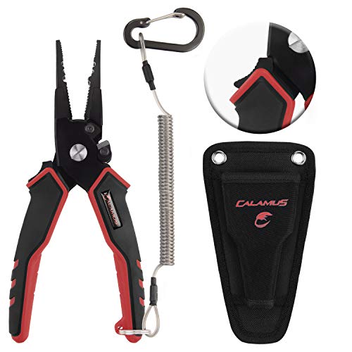Calamus A7 Fishing Pliers, 7 inch Straight Nose, Red Handles
