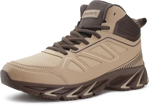 Image of Joomra Men's Stylish Sneakers High Top Athletic-Inspired Shoes | Premium Vegan Leather Upper, Durable Rubber Outsole, Perfect Ankle Support, Ideal for Outdoor & Casual Wear