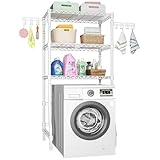 Ulif U8 Laundry Room Storage Organizer, Over The Washer and Dryer Storage Shelves for Laundry Organization, 35"W x 17.3"D x 76.2"H, Suit Washing Machine Width Within 32.6", Hold 304 lb, White