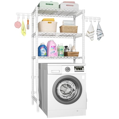 Ulif U8 Laundry Room Storage Organizer, Over The Washer and Dryer Storage Shelves for Laundry Organization, 35”W x 17.3”D x 76.2”H, Suit Washing Machine Width Within 32.6”, Hold 304 lb, White by Ulif - Used condition - US$56.87