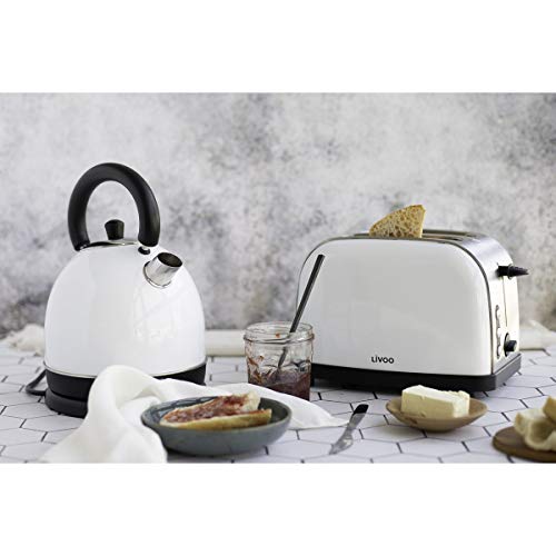 LIVOO DOD136W Frühstücksset, Vintage, Wasserkocher und Toaster, elektrisch – Bild 3