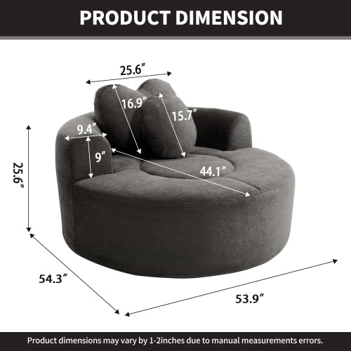 Image of Trustyue Boneless Couch,Comfy Fluffy Sofa Bed,Upholstered Sleeper Sofa with Cup Holder and Throw Pillows,Corduroy Plush Cloud Lounge Chair (Dark Grey, Waffle Polyester)