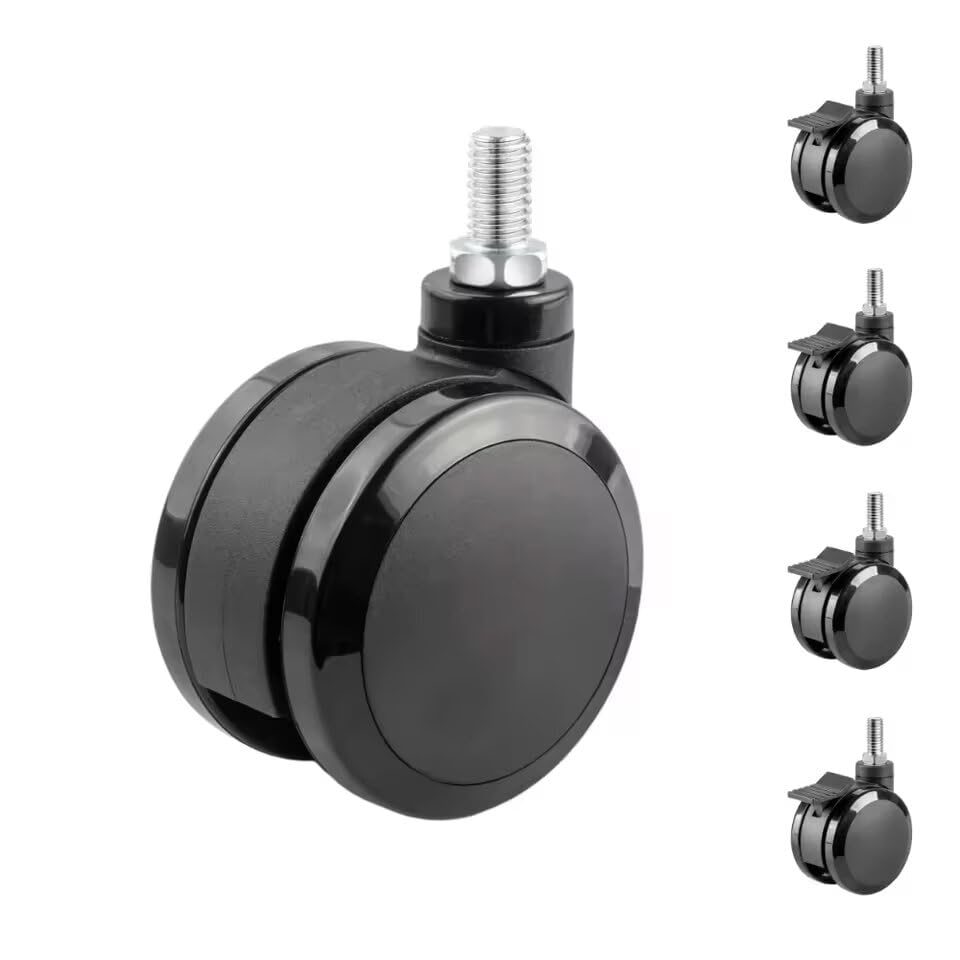 FITT ROCK Lockable Caster Wheels Set of 4 for Standing Desks, 360° Swivel Threaded Stem Casters with Brake Lock, Heavy Duty Rolling Wheels for Office Desk, Workstation, Computer Table & Furniture-image-24
