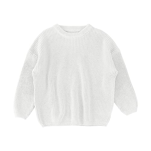 Pull en tricot doux blanc pour fille 18-24 mois avec col rond