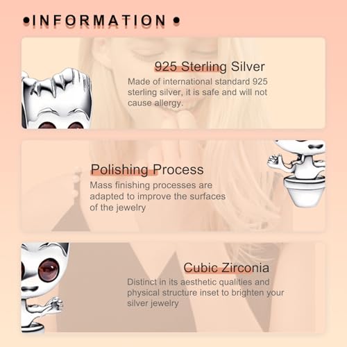 Image of S925 Sterling Silver Cartoon Anime Charms Pendant, Character Figures Dangle for Bracelet Necklace, Gifts for Mom Girlfriend Family, Valentine's Birthday Christmas Anniversary Jewelry