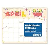 SUNEE Wall Calendar 2026-2027- 21 Months Apr.2026 - Dec. 2027, 14.5"x11.5" Big Grid Hanging Calendar 2026 with Note for Organizing & Planning, 2026 Wall Calendar with Note, Cute