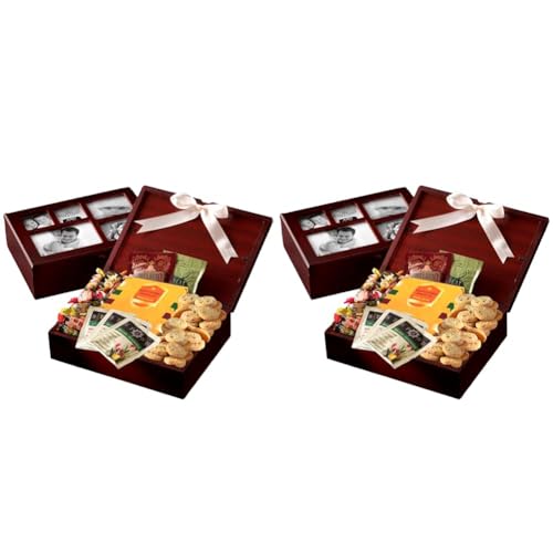 Broadway Basketeers Photo Gift Box Snack Assortment Baskets, Teas, Cocoa, Cookies & Sweets, Care Package Gifts for Families, Her, Him, Couples, Neighbors (Pack of 2)