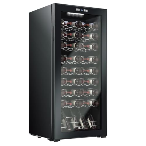 Image of KingChii 45 Bottle Wine Cooler Refrigerator Freestanding Wine Fridge - Intelligent Digital Control, Low Noise Professional Compressor, Tempered Glass for Home, Kitchen, or Office