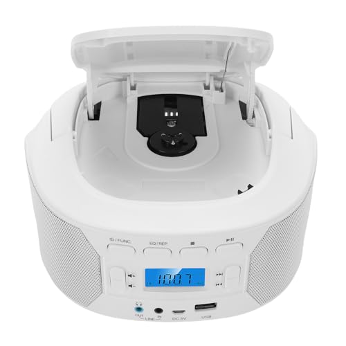 Topiky Tragbare Bluetooth CD Player, Radio CD Player mit Bluetooth, UKW Radio, USB MP3 Wiedergabe, AUX Eingang, Kopfhöreranschluss, Stereo Lautsprecher, Kleiner für Zuhause (EU)