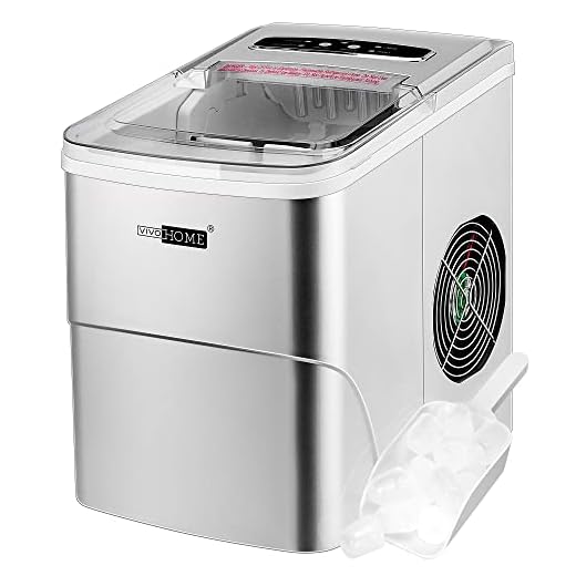 VIVOHOME Electric Portable Compact Countertop Automatic Ice Cube Maker Machine with Visible Window 26lbs/day Silver ETL Listed