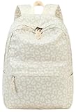 LEDAOU Rucksack für Teenager Mädchen Schulrucksack große Büchertaschen Grundschule High School Cord leichte Laptop-Taschen für Mädchen Frauen Casual Travel Daypacks (Weißer Leopard)