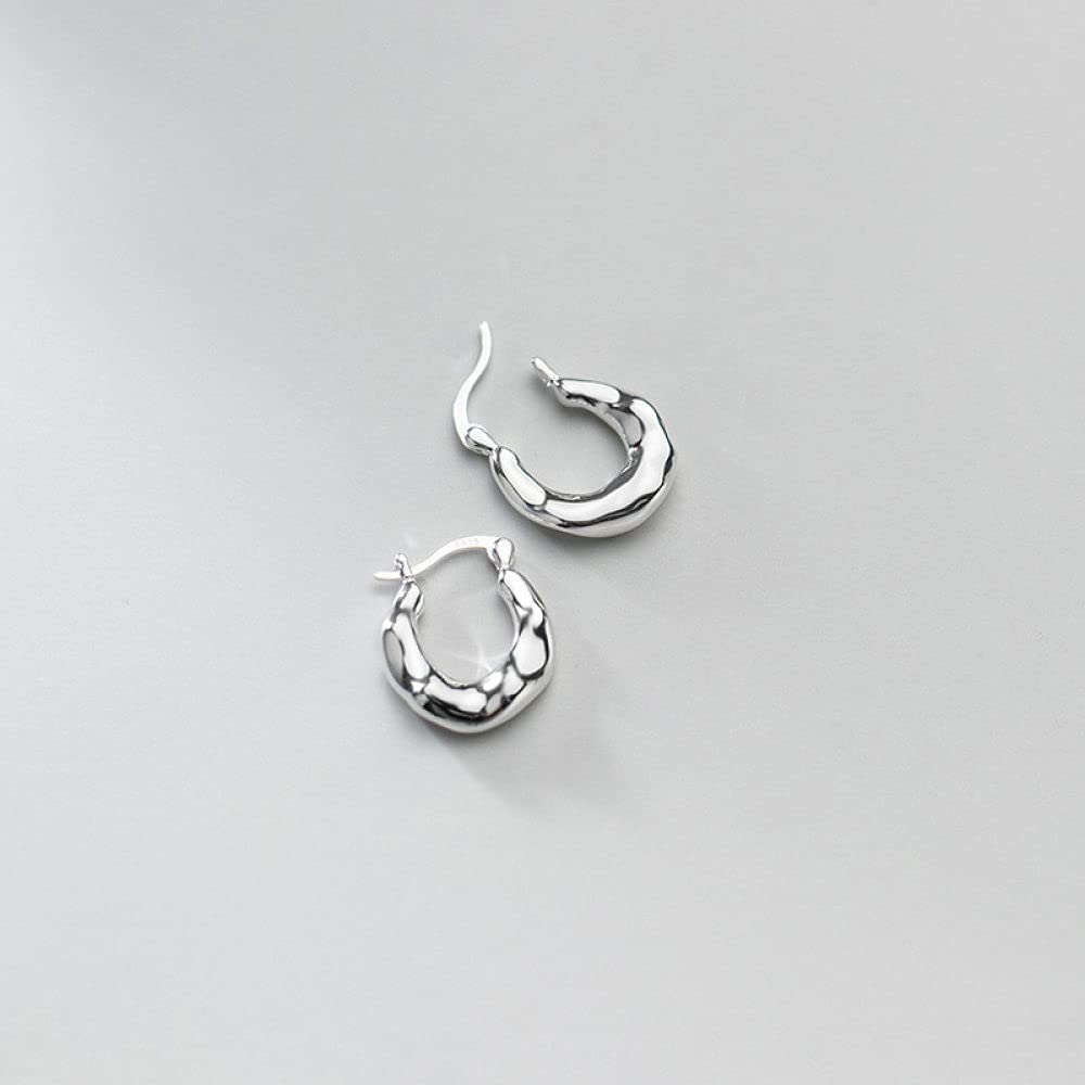 Ohrringe Silber 925 Creolen, Kreative Glänzende Unregelmäßige Stoßmuster Persönlichkeit Hypoallergene Klappbare Ohrringe Exquisite Kreis Endlosschleife Schmuck Für Dame Männer Mädchen Freun
