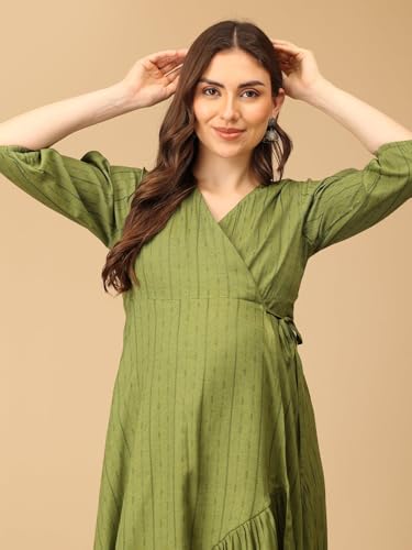 Image of The Mom Store Maternity and Nursing Wrap Dress for New Mom | Pre and Post Pregnancy Wear for Womens | Trendy Stylish Printed Friendly Dresses for Women | Comfortable