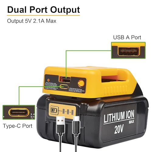 Source d'alimentation USB pour batterie Dewalt 18V 20V au lithium Max - 3