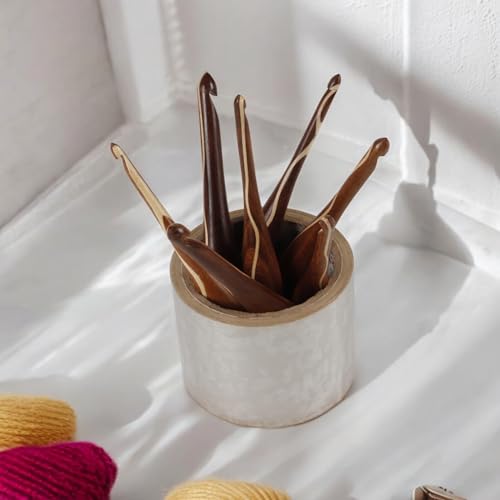 Agujas de ganchillo de palisandro, kit de herramientas de tejer hechas a mano de 4 a 10 mm 3