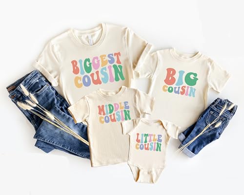 Retro Multicolor Cousin Crew Shirt, Big Cousin Shirt, Biggest Cousin Tee, Little, Middle Cousin T-Shirts, Family Matching Shirt, Cousin Matching Shirt, Gift for Cousins, New to the crew2