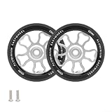 Axorafow 70 mm zusammenklappbares Fahrrad für 3sixty Rad für Schwarz/Rot/Silber/Rosa/Lila, einfache Gummi-Aluminiumlegierung – für CNC-gefrästes integriertes Lager (2er-Pack) für Federgewicht (Silber)