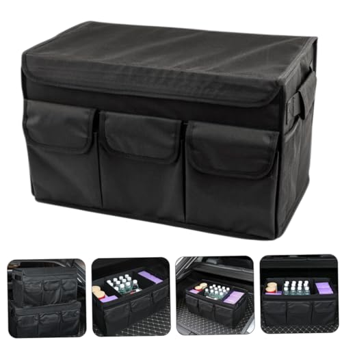 Boîte rangement voiture pliable avec compartiments renforcés et poignées de transport - 3