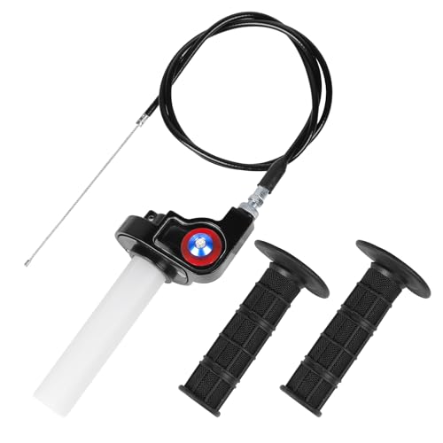 Manillar de Aleación de Aluminio con Cable 1.2m & Puños Moto, Empuñaduras Visuales del Acelerador de Motocicleta 22mm Acelerador Moto Puños de Manillar Giro Rápido para 50cc-200cc Quad Pit Dirt Bike
