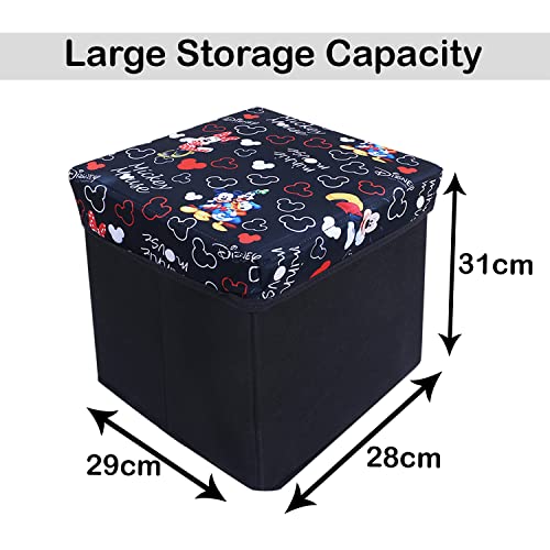 Image of Kuber Industries Disney Team Storage Stool - Lid Print | Sitting Stool For Living Room | Storage Box For Toys| Black