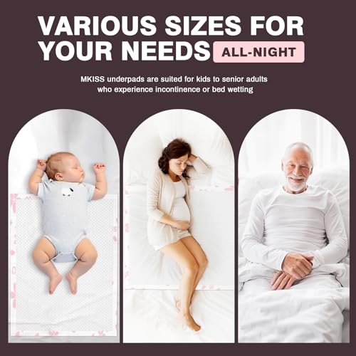 Image of MKISS 20 Count Extra Large Disposable Bed Pads 36 inch x 44 inch Incontinence Pads