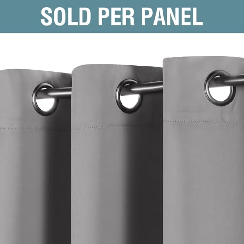 Image of H.VERSAILTEX Grey Blackout Curtains for Bedroom Thermal Insulated Room Darkening Blackout Curtain Panel for Door, Window Panel Drapes - 1 Panel - 52 inch Wide by 102 inch Long, Dove Gray, Grommet Top