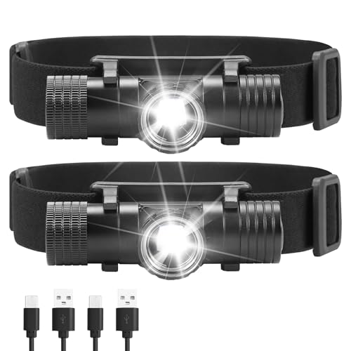 Faros delanteros recargables USB-C de 2200 mAh con base magnética y dos unidades en color negro